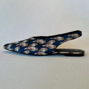 Love Birds print sling back flats